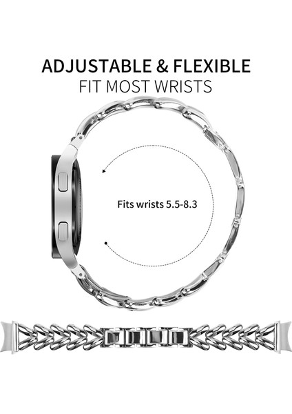 Samsung Galaxy Watch7 44MM/40MM Bükülmüş Saat Kayışı Için Konnektörlü Çinko Alaşımlı Saat Kayışı - Gümüş (Yurt Dışından) modelleri