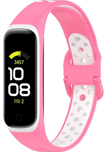 Samsung Galaxy Fit 2 SM-R220 Için Iki Renkli Yumuşak Silikon Saat Kayışı, Yedek Saat Kayışı - Pembe/beyaz (Yurt Dışından) fırsatları