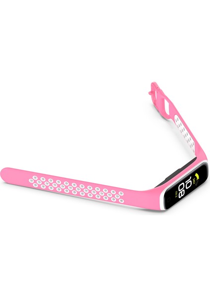 Samsung Galaxy Fit 2 SM-R220 Için Iki Renkli Yumuşak Silikon Saat Kayışı, Yedek Saat Kayışı - Pembe/beyaz (Yurt Dışından) indirimleri