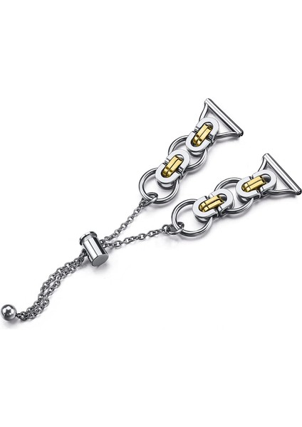 Samsung Galaxy Watch Fe 40MM Akıllı Saat Kayışı Tek Zincir Tarzı Metal Bilezik - Gümüş + Altın (Yurt Dışından)