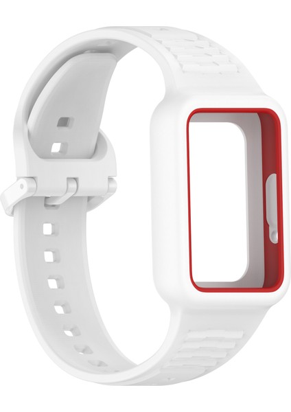 Samsung Galaxy Fit3 (SM-R390) Saat Kayışı Için Kılıflı Entegre Silikon Saat Bandı - Beyaz (Yurt Dışından) indirimleri