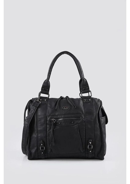 Abga Siyah Cilt Omuz Çantası