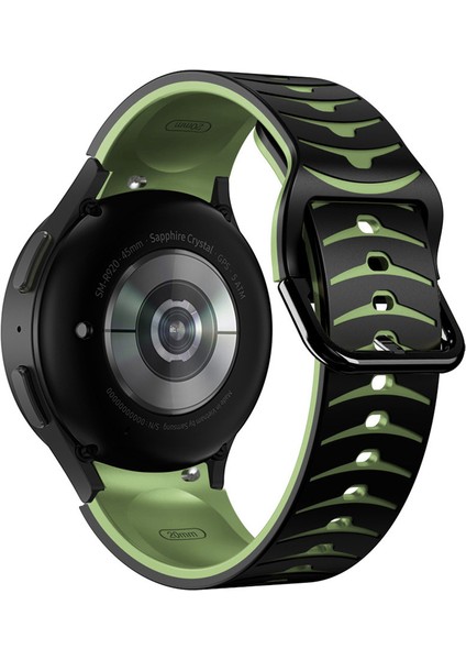 Samsung Galaxy Watch7 44MM 40MM/WATCH Fe 40MM/WATCH6 44MM 40MM Çift Renkli Saat Kayışı - Siyah+Yeşil Için Silikon Kayış (Yurt Dışından)