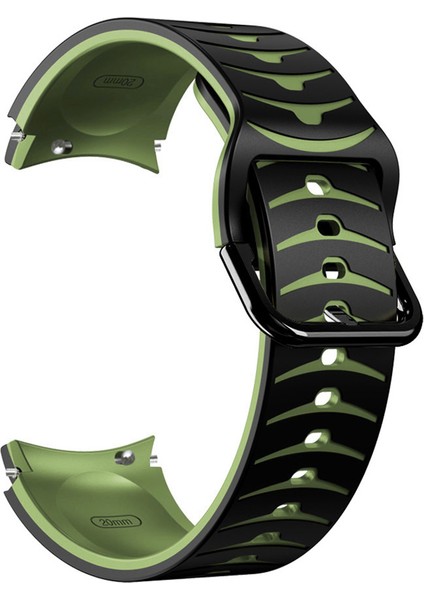 Samsung Galaxy Watch7 44MM 40MM/WATCH Fe 40MM/WATCH6 44MM 40MM Çift Renkli Saat Kayışı - Siyah+Yeşil Için Silikon Kayış (Yurt Dışından) modelleri