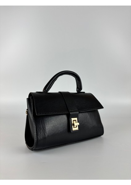 Kadın Suni Deri Siyah Kilit Detaylı Modern Maxi Boy Omuz Çantası fırsatları