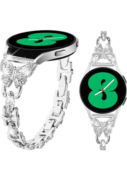 Samsung Galaxy Watch Fe 40MM Bling Yapay Elmas Dekorlu Saat Bandı Metal Bilezik - Gümüş (Yurt Dışından) modelleri