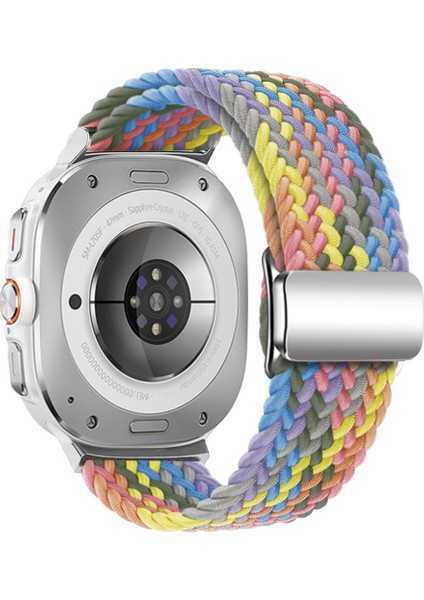 Samsung Galaxy Watch Ultra 47MM Örgülü Saat Kayışı Manyetik Bileklik - Degrade Mor + Gümüş Toka (Yurt Dışından)