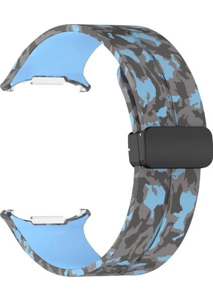 Samsung Galaxy Watch Ultra 47MM Saat Kayışı Kamuflaj Desenli Silikon Kayış ve Manyetik Toka - Mavi (Yurt Dışından) modelleri