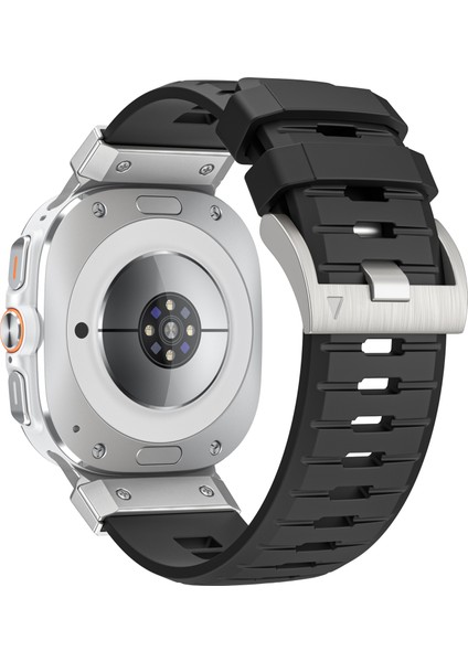 Samsung Galaxy Watch Ultra 47MM Florlu Ka Kayış Yedek Spor Saat Bandı - Siyah/gümüş Konnektör (Yurt Dışından)