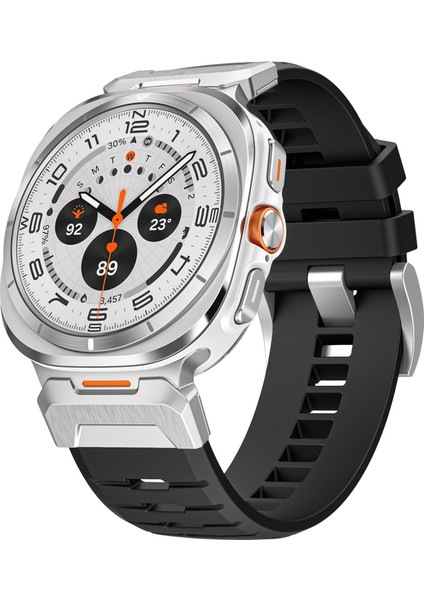 Samsung Galaxy Watch Ultra 47MM Florlu Ka Kayış Yedek Spor Saat Bandı - Siyah/gümüş Konnektör (Yurt Dışından) modelleri