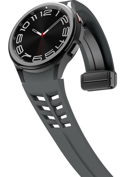 Samsung Galaxy Watch Fe/7/6/5/4 Saat Kayışı Için Manyetik Katlanır Tokalı Şık Silikon Kayış - Gri (Yurt Dışından) fırsatları