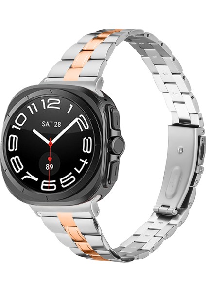 Samsung Galaxy Watch Ultra 47MM Ince Saat Kayışı Için Şık Paslanmaz Çelik Saat Kayışı - Gümüş/pembe Altın (Yurt Dışından) modelleri