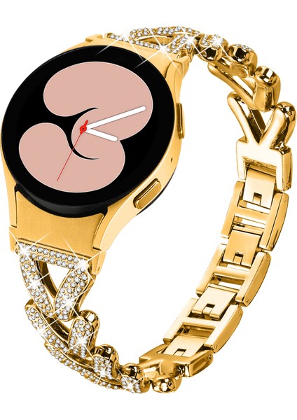 Samsung Galaxy Watch4/watch5 40MM/44MM/45MM Bükülmüş Saat Kayışı - Altın Için Konnektörlü Çinko Alaşımlı Saat Bandı Yapay Elmas Dekor (Yurt Dışından) fiyatları