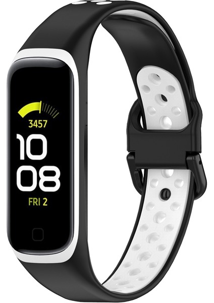 Samsung Galaxy Fit 2 SM-R220 Için Iki Renkli Yumuşak Silikon Saat Kayışı, Yedek Saat Kayışı - Siyah/beyaz (Yurt Dışından) fırsatları