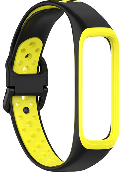 Samsung Galaxy Fit 2 SM-R220 Için Iki Renkli Yumuşak Silikon Saat Kayışı, Yedek Saat Kayışı - Siyah/sarı (Yurt Dışından)