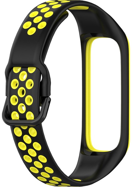 Samsung Galaxy Fit 2 SM-R220 Için Iki Renkli Yumuşak Silikon Saat Kayışı, Yedek Saat Kayışı - Siyah/sarı (Yurt Dışından) modelleri