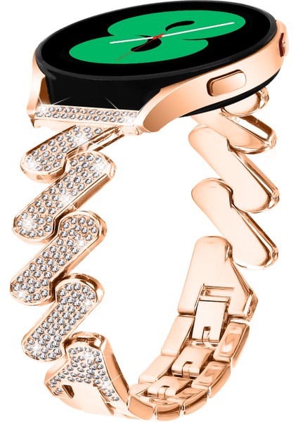 Samsung Galaxy Watch Fe 40MM Bling Rhinestone Dekorlu Saat Kayışı Sert Alaşımlı Bilezik - Gül Altın (Yurt Dışından) modelleri