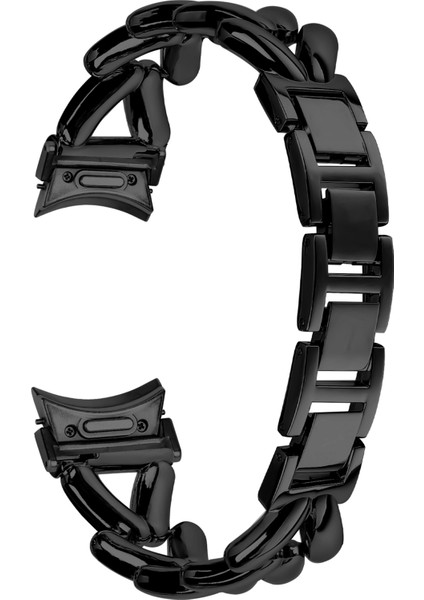 Samsung Galaxy Watch7 44MM/40MM Hızlı Çıkarma Bağlantılı Bükülmüş Saat Kayışı Için Çinko Alaşımlı Saat Kayışı - Siyah (Yurt Dışından)