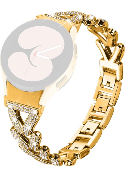 Samsung Galaxy Watch4/watch5 40MM/44MM/45MM Taşlı Dekorlu Saat Kayışı - Altın Için Hızlı Çıkarma Bağlantılı Çinko Alaşımlı Saat Kayışı (Yurt Dışından)