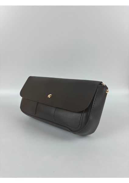 Kadın Suni Deri Kahverengi Düz Form Minimal Mini Boy El ve Omuz Çantası fiyatları