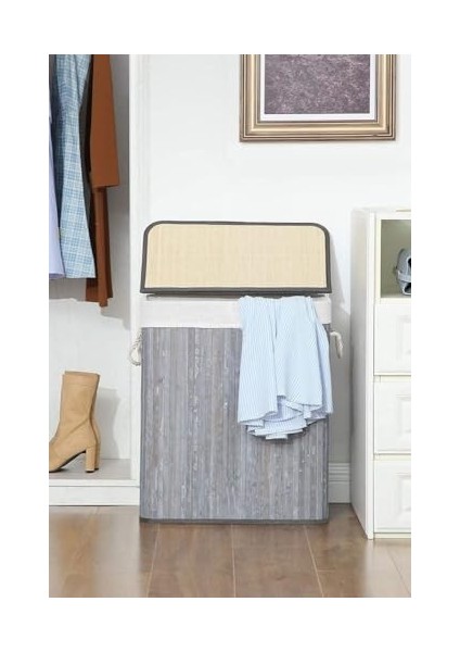 El Yapımı Hasır Katlanır Çamaşır Sepeti Dikdörtgen 72 Litre (40CM*30CM*61CM), Malzemeden Üretilmiş Çamaşırlık modelleri