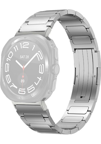 Samsung Galaxy Watch Ultra 47MM Yedek Saat Kayışı Katlanır Tokalı Titanyum Alaşımlı Kayış - Gümüş (Yurt Dışından)