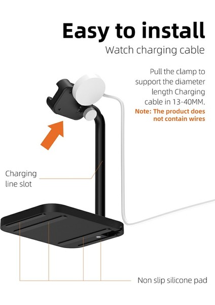 Aoduke AJZJ02S Google/huawei/garmin/samsung Saat Şarj Istasyonu Için Saat Şarj Tabanı Standı - Siyah (Yurt Dışından) modelleri
