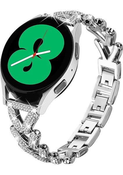 Samsung Gear Sport/gear S2 Classic Saat Kayışı Yedek Parçası Için Çinko Alaşımlı Bükülmüş Saat Kayışı Yapay Elmas Dekoru - Gümüş (Yurt Dışından) fiyatları