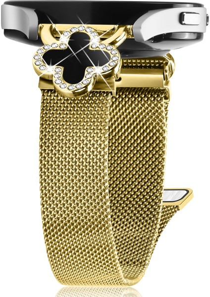 Samsung Galaxy Watch 42MM Milano Bantlı Elektroliz Kaplama Paslanmaz Çelik Saat Kayışı Yonca Dekoru, Boyut: S-Altın/siyah (Yurt Dışından) fiyatları