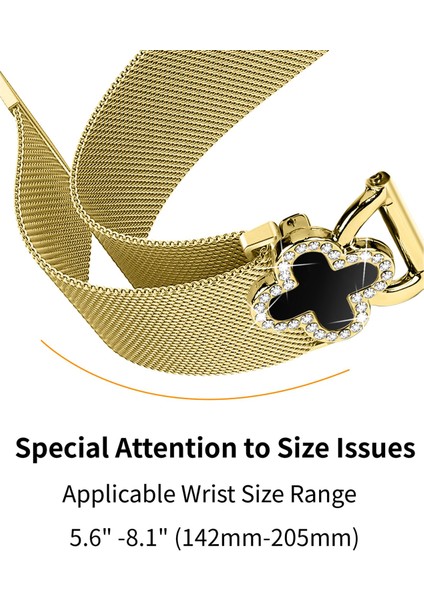 Samsung Galaxy Watch 42MM Milano Bantlı Elektroliz Kaplama Paslanmaz Çelik Saat Kayışı Yonca Dekoru, Boyut: S-Altın/siyah (Yurt Dışından) indirimleri