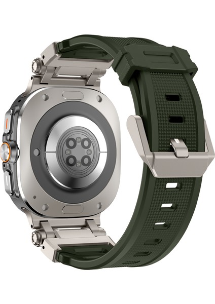Samsung Galaxy Watch Ultra 47MM Saat Kayışı Yumuşak Tpu Ayarlanabilir Bilek Kayışı - Titanyum + Yeşil (Yurt Dışından)