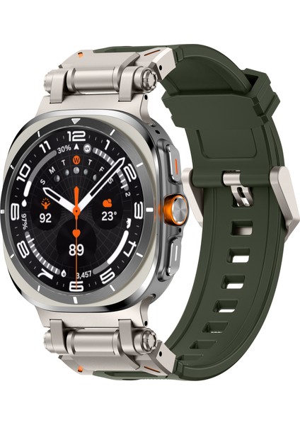 Samsung Galaxy Watch Ultra 47MM Saat Kayışı Yumuşak Tpu Ayarlanabilir Bilek Kayışı - Titanyum + Yeşil (Yurt Dışından) modelleri