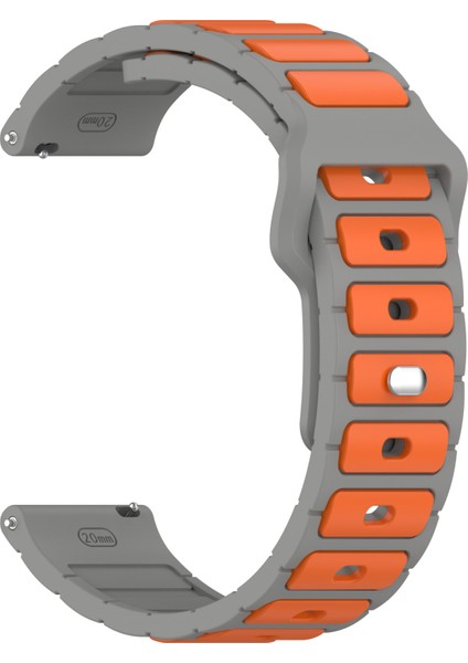Samsung Galaxy Watch7 44MM 40MM/WATCH6 44MM 40MM/WATCH6 Classic 47MM 43MM Evrensel 20MM Çift Renkli Saat Kayışı - Gri+Turuncu Silikon Kayış (Yurt Dışından) fırsatları
