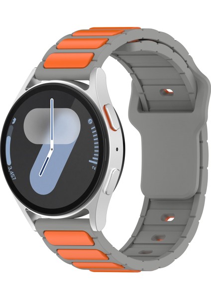 Samsung Galaxy Watch7 44MM 40MM/WATCH6 44MM 40MM/WATCH6 Classic 47MM 43MM Evrensel 20MM Çift Renkli Saat Kayışı - Gri+Turuncu Silikon Kayış (Yurt Dışından) indirimleri
