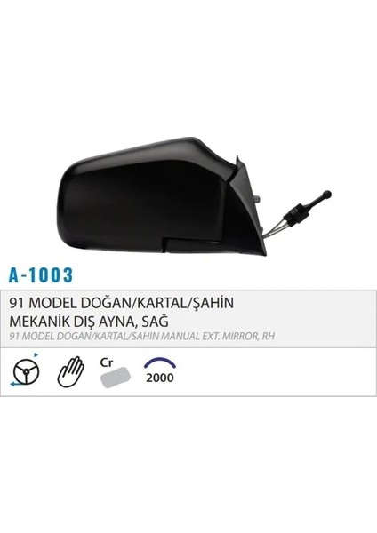 Tofaş Şahin Doğan Kartal Sağ Dış Dikiz Ayna Mekanik Metal Ayak 85