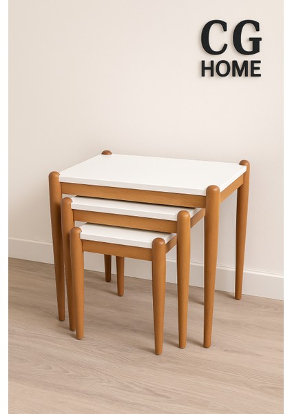 Ada Zigon Sehpa Üçlü Lüx %100 Ağaç Lake Boyalı Sehpa modelleri