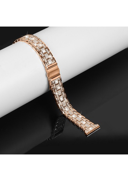 Samsung Galaxy Watch7 44MM/40MM Saat Kayışı Için Yapay Elmas Dekorlu Çift Çıtçıtlı Akıllı Saat Kayışı - Gül Altın (Yurt Dışından) indirimleri