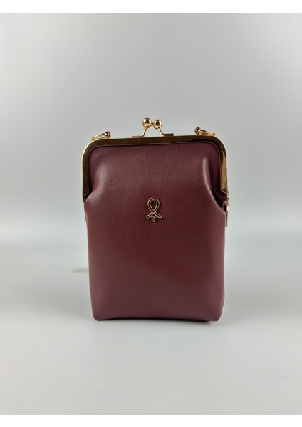 Kadın Suni Deri Bordo Metal Çerçeveli Vintage Mini Boy El Çantası modelleri