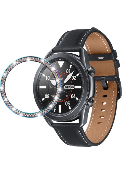Samsung Galaxy Watch3 45MM Için Parlak Yapay Elmas Dekorlu Çizilmez Saat Çerçeve Halkası - Renkli (Yurt Dışından)