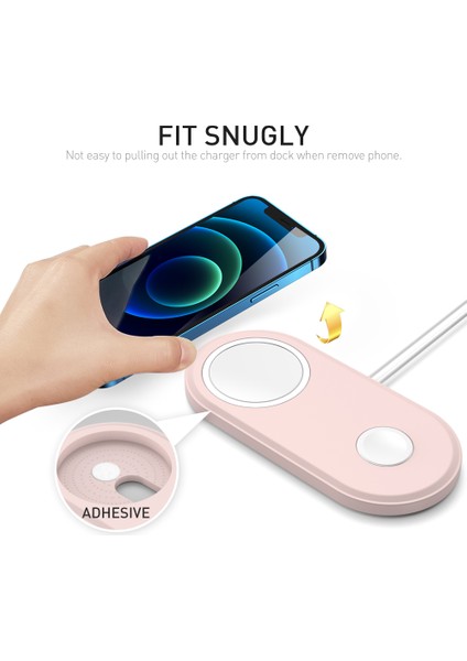 Ahastyle PT135 2'si 1 Arada Akıllı Saat Cep Telefonu Şarj Cihazı Silikon Kılıf Magsafe Şarj Matı Şarj Istasyonu Koruyucusu ile Uyumlu - Pembe (Yurt Dışından) fırsatları