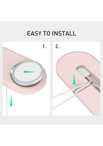 Ahastyle PT135 2'si 1 Arada Akıllı Saat Cep Telefonu Şarj Cihazı Silikon Kılıf Magsafe Şarj Matı Şarj Istasyonu Koruyucusu ile Uyumlu - Pembe (Yurt Dışından) indirimleri