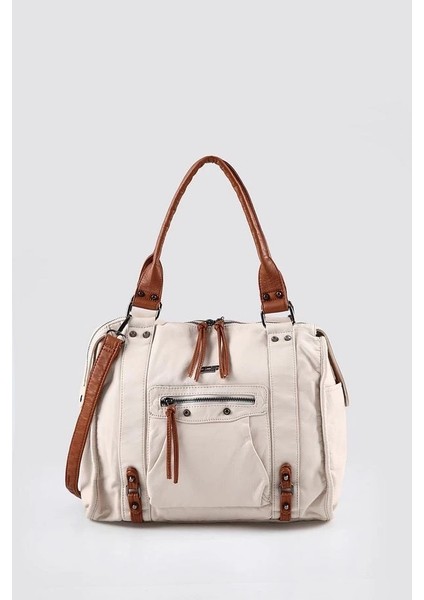 Abga Bej Cilt Omuz Çantası