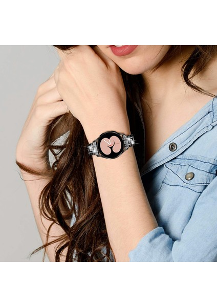 Samsung Galaxy Watch7 44MM/40MM Saat Kayışı Için Yapay Elmas Dekorlu Çift Çıtçıtlı Akıllı Saat Kayışı-Siyah (Yurt Dışından) modelleri