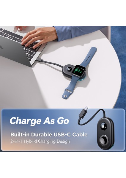 Joyroom JR-W09 Manyetik Kablosuz Saat Şarj Cihazı 2500MAH Dahili Tip-C Kablolu Güç Bankası (Yurt Dışından) modelleri