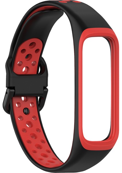 Samsung Galaxy Fit 2 SM-R220 Için Iki Renkli Yumuşak Silikon Saat Kayışı, Yedek Saat Kayışı - Siyah/kırmızı (Yurt Dışından)