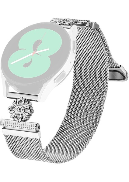 Samsung Gear Sport/gear S2 Classic Milanese Bant Çiçek Paslanmaz Çelik Manyetik Örgü Saat Kayışı - Gümüş (Yurt Dışından)