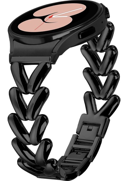 Samsung Galaxy Watch 5/watch4 40MM/44MM/45MM/46MM Bükülmüş Saat Kayışı - Siyah Için Konnektörlü Çinko Alaşımlı Saat Kayışı (Yurt Dışından) fiyatları