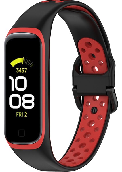 Samsung Galaxy Fit 2 SM-R220 Için Iki Renkli Yumuşak Silikon Saat Kayışı, Yedek Saat Kayışı - Siyah/kırmızı (Yurt Dışından) fırsatları