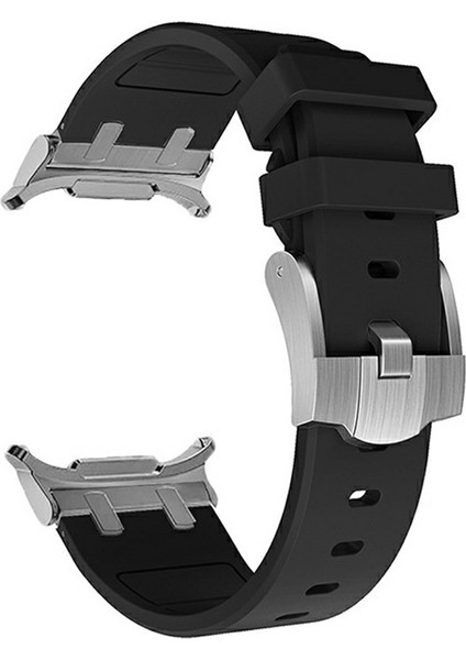 Samsung Galaxy Watch Ultra 47MM Saat Kayışı Yedek Silikon Saat Bandı - Gümüş + Siyah (Yurt Dışından)