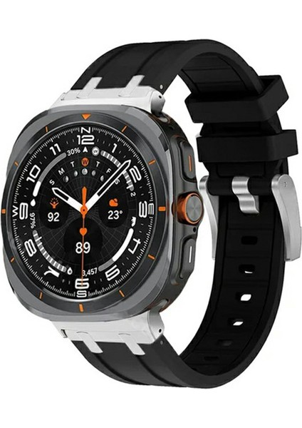 Samsung Galaxy Watch Ultra 47MM Saat Kayışı Yedek Silikon Saat Bandı - Gümüş + Siyah (Yurt Dışından) fiyatları